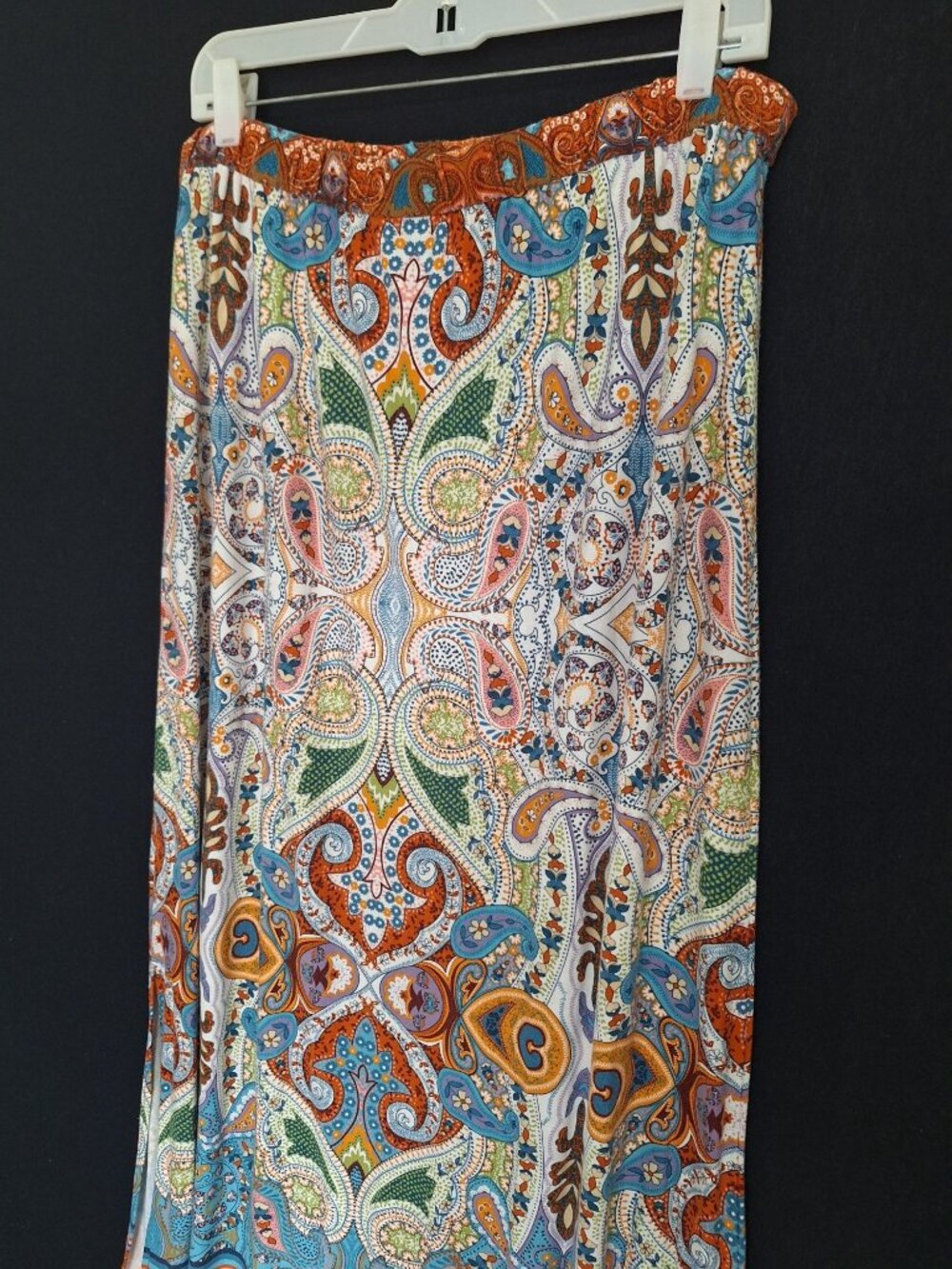💙 Boho Paisley Maxi Skirt Multicolor Pull On Size XL Elastic Waist Festival Boh - Picture 2 of 7